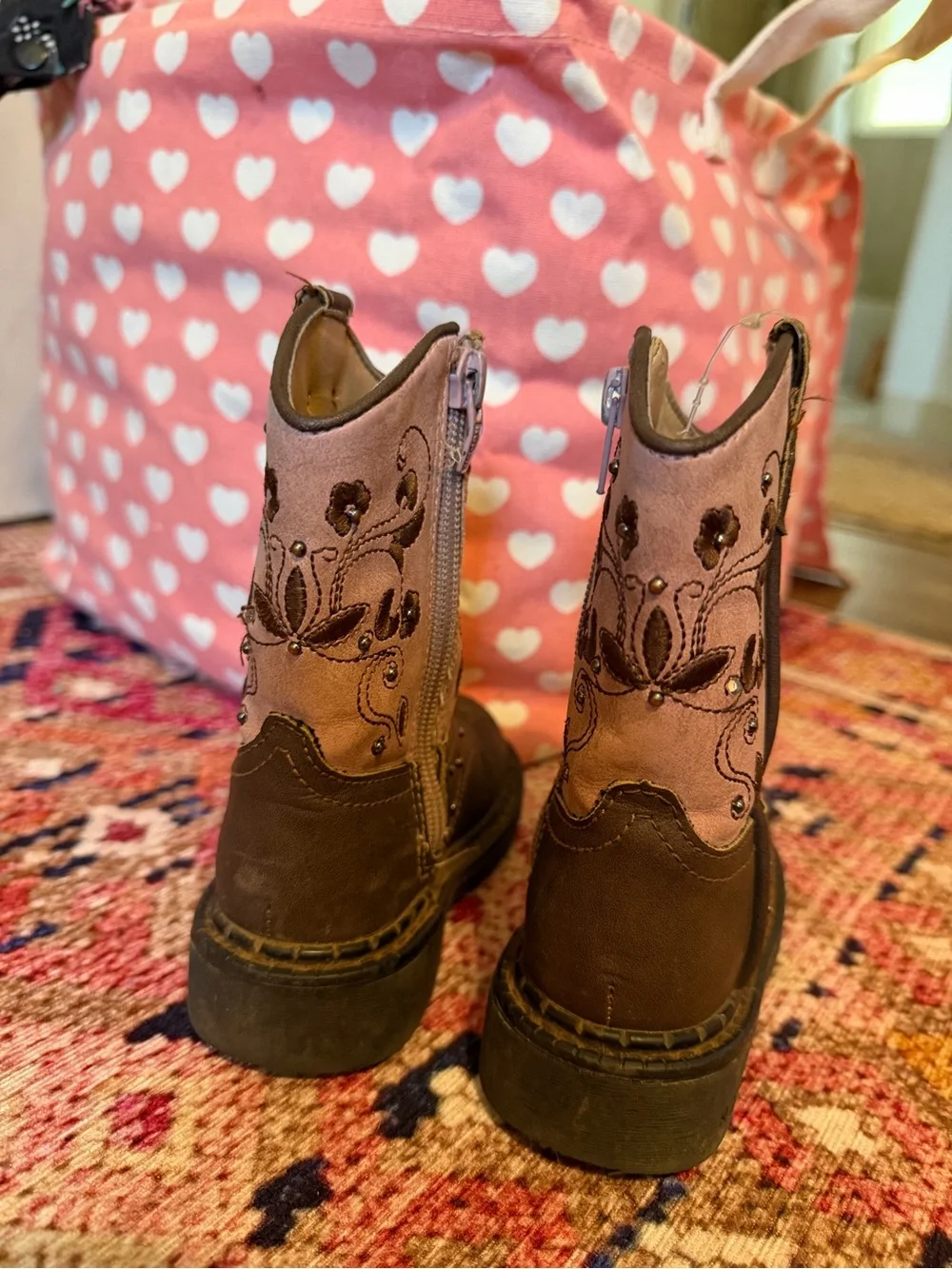Roper Brown and Pink Kids' Western Boots